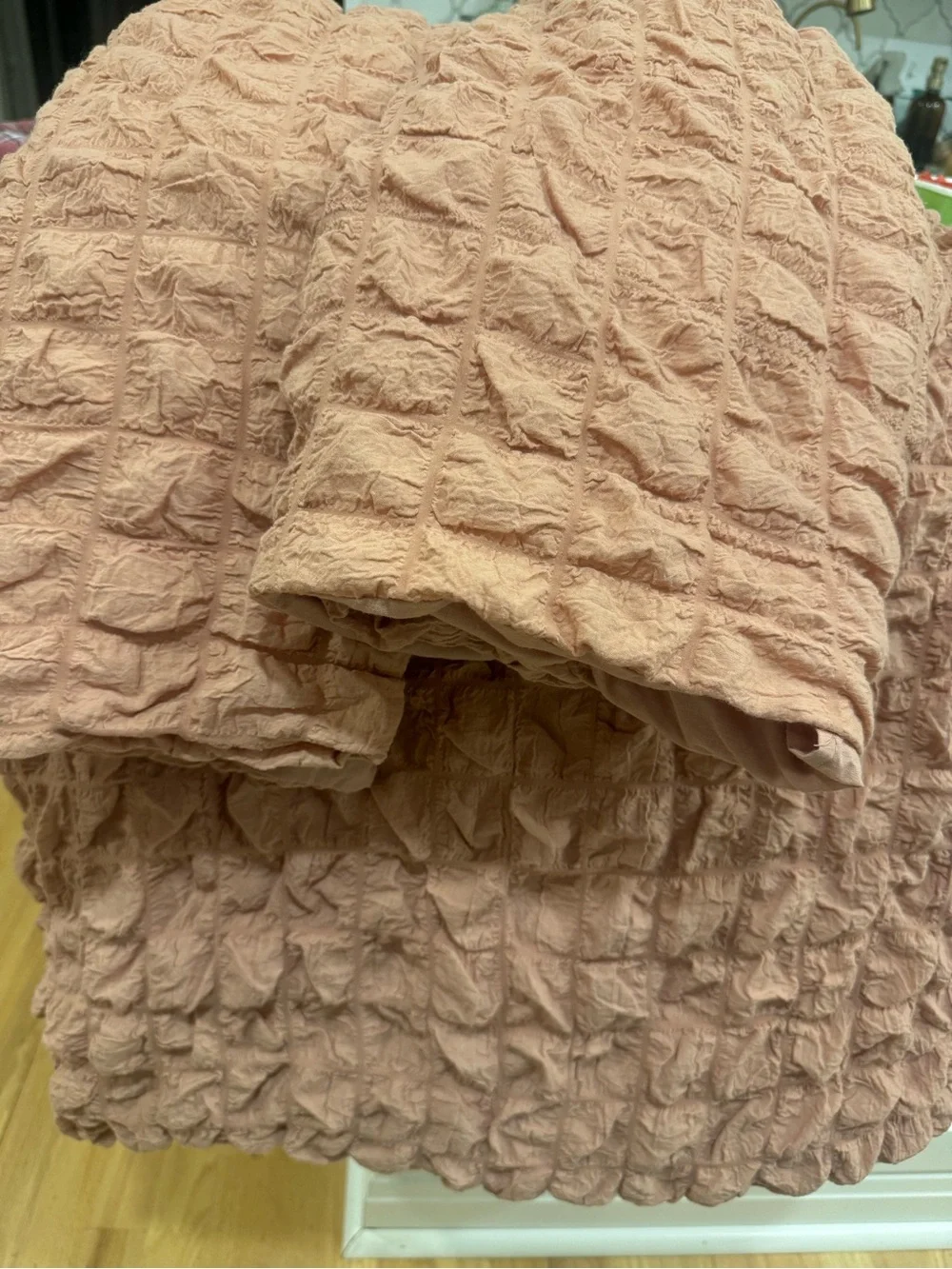 Blush Pink Textured Biscuit Gauze KING Duvet set